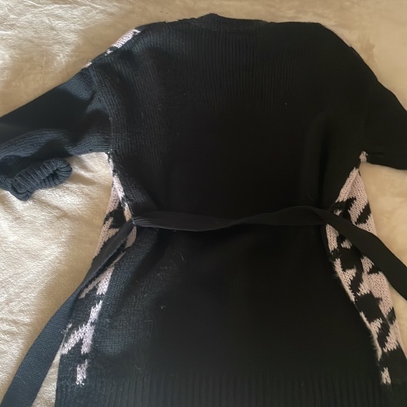 Wool Cardigan with houndstooth pattern black by Pierre Darre - Picture 5 of 5